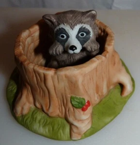 Woodland Surprises Raccoon Franklin Porcelain 1984, 2 piece - Picture 1 of 7