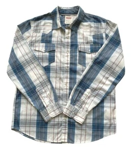 Levis Sz L Mens Modern Plaid Button Down Shirt Long Sleeves Pearl Snap Pockets  - Picture 1 of 10