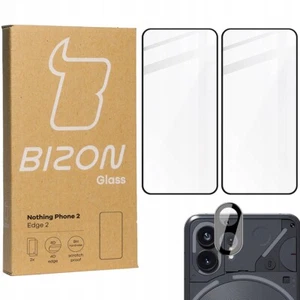 Gehärtetes Glas Bizon 2 Stück + Kameraschutz für Nothing Phone 2 Schwarz - Zdjęcie 1 z 9