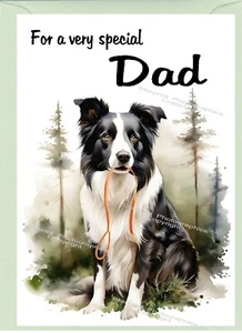 Border Collie Dog Blank Card (6" x4") For DAD ideal Fathers Day, Birthday etc - Picture 1 of 1