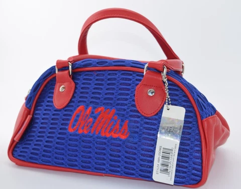 University of Mississippi Ole Miss Mesh/Leather Clutch Purse Official NWT Cover