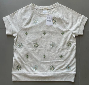 NWT JCrew Girls Top With Flower Appliqué Size 12 Years - Picture 1 of 4