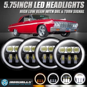 4Pcs 5.75" LED Headlights Hi-Lo DRL Angel Eyes Lamp for 1958-1974 Plymouth Fury - Picture 1 of 12