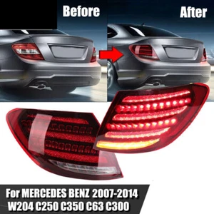 Pair LED Tail Lights Brake For Mercedes Benz W204 C200 C250 C300 2007-2013 2014 - Picture 1 of 17