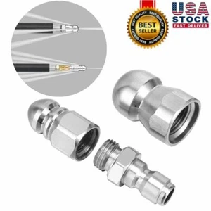 Male Pressure Washer Drain Sewer Cleaning Pipe Jetter Rotating Nozzle 1/4'' 3/8" - Picture 1 of 12