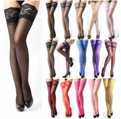 Sexy Medias de Encaje Silicona Hasta el Muslo para Mujer Disfraz Pantimedias Foto 1 de 4