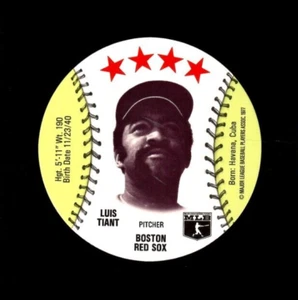 Discos MSA Dairy Isle 1977 Luis Tiant Boston Red Sox como nuevos - Imagen 1 de 2