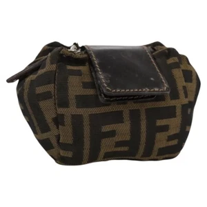 FENDI Zucca Canvas Pouch Brown Black Auth 111183 - Picture 1 of 18