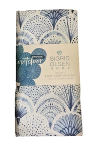 Sigrid Olsen Home Napkins Set of 4 Blue Shell 18X18" Beach Summer Easy Care - Picture 1 of 12