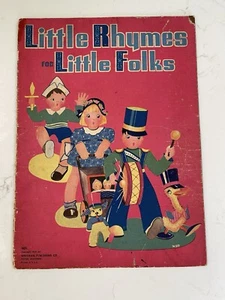 1940 LITTLE RHYMES FOR LITTLE FOLKS WHITMAN PUBLISHING 9 1/2"x13" LINEN BOOK - Picture 1 of 5