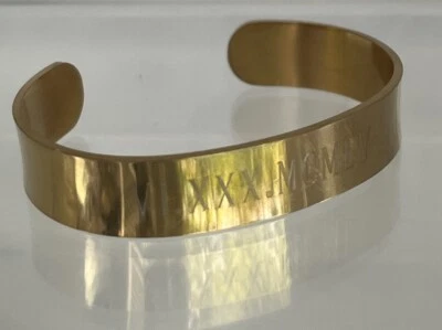ELLANDEMM Roman Numeral VI.XXX.MCMLV Cuff Bracelet 06/30/1955 - Image 1 of 2