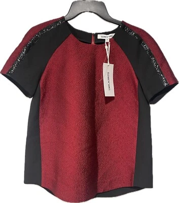 Top Elizabeth and James Rojo Texturizado Manga Corta Cremallera Trasera Talla M Nuevo con Etiquetas $ 365 Foto 1 de 4