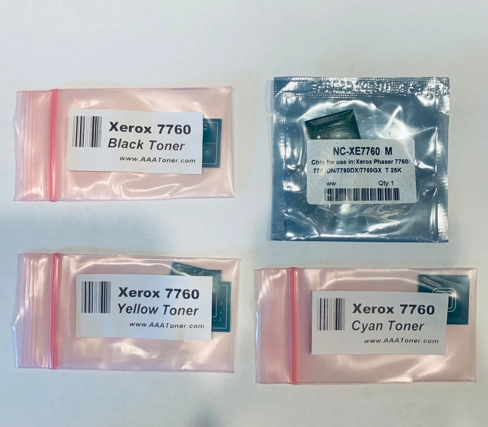 4 x TONER CHIPS FOR XEROX PHASER 7760 7760DN 7760DX  (CYMK) SHIPS FROM USA - Image 1 of 1
