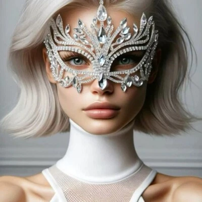 Sexy Women Eye Face Mask Ball Eyewear Masquerade Rhinestone COS Party makeup - Image 1 of 4