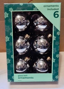 Adornos de árbol de Navidad bola de vidrio 2 1/2” redondo 6ea plata por casa nuevo en caja 271i - Imagen 1 de 4