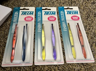 Lot Of 3 TRIM Fashion Tweezers Slant Tip Eyebrows Face Hair ~ 5-64B - Image 1 of 3