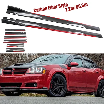 Carbon Fiber Look 86.6" Side Skirt Extension Spoiler Splitter For Honda Odyssey Foto 1 de 4