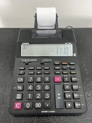 Casio Printing Calculator 6-1/2"Wx11-5/8"Lx2-9/16"H Black HR170RC Tested - Image 1 of 4