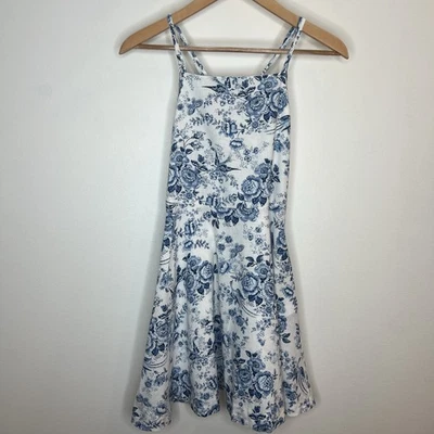 Vestido Polo Ralph Lauren Floral Lino Algodón Talla 12 Azul/Blanco Foto 1 de 4