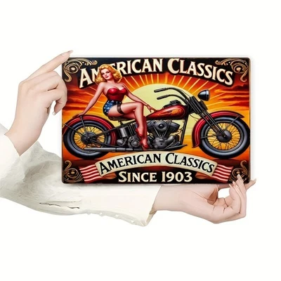 Vintage American Classic Motorcycle Metal Tin Signs 8*12in Retro Iron Wa Signs  - Image 1 of 4