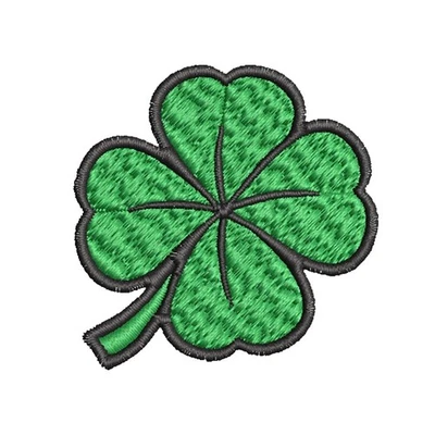 Green Leaf Embroidered Patch 3" Iron On Sew On Lucky Clover Applique DIY Jacket - Image 1 of 4