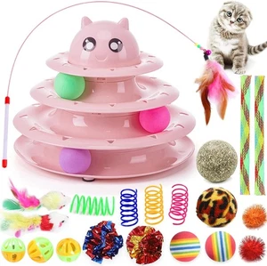 21 Pack Cat Toys for Indoor Cats Interactive Kitten Toy Fun Roller 3 Leve - Picture 1 of 3