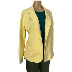 Liverpool Yellow Stretch Work Blazer Jacket Womens Size L Basic Single Button - Picture 1 of 23