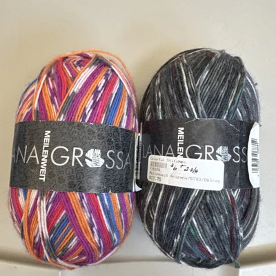 Lana Grossa Lot Of 2 Skeins Sock Yarn Wool / Nylon  - Image 1 of 4