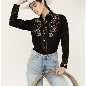 Rockmount Ranch Wear Mujer Floral Bordado Manga Larga Perla Snap Wester M - Imagen 1 de 9