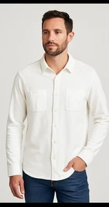 Faherty Knit Seasons Shirt XXL White Organic Cotton Button Front Casual Top - Picture 1 of 12