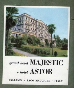 RARE Hotel luggage label ITALY Majestic e Astor Pallanza Lago Maggiore great#768 - Picture 1 of 1