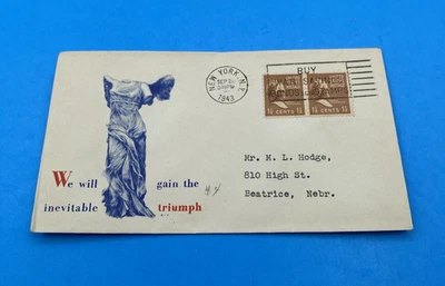 1943 WWII Minkus Winged Victory cachet We will gain the inevitable triumph NY - Image 1 of 4