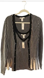 White House Black market peplum cardigan and tank. Size XL NWT black-and-white - Picture 1 of 15