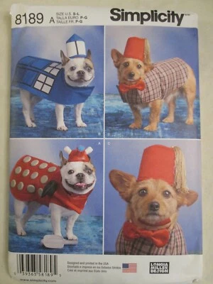 Simplicity 8189 Dog Costumes Pattern Tardis Dalek Shriner Hat Coat Bow Tie UC FF - Image 1 of 2