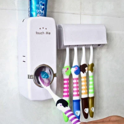 LAVEN & IVORY Automatic Toothpaste Dispenser Toothbrush Holder Stand Wall Mounted No Batteries