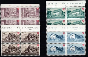 Schweiz 1949 MiNr. 525 - 528 Satz, " Pro Patria " 4er Blocks postfrisch Oberrand - Bild 1 von 1