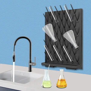 Estante de secado de laboratorio estante de drenaje cristalería limpio seco 52 clavijas desmontables negro OFERTA - Imagen 1 de 19