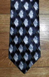 Stanley Blacker Tie Silk Black Charcoal White Geometric Diamond Design NIB t3246 - Picture 1 of 6