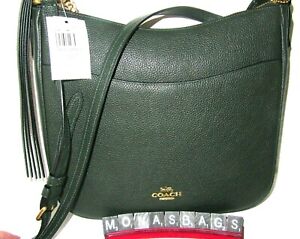 Coach 35543 Chaise Amazon Green Polished Pebble Leather Crossbody Shoulder Bag
