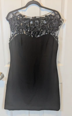 Vestido Vaina Marchesa Notte 100% Seda Cuentas Yugo Transparente Capricho Talla 10 Foto 1 de 4