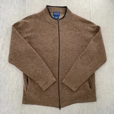 Jaqueta Pendleton Adulto Marrom Médio Zíper Completo Lã de Cordeiro Bolsos Masculinos M - Imagem 1 de 4