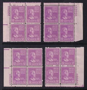 1938 Zachary Taylor 12c Prexy Sc 817 MNH OG matched eye plate blocks (H4 - Picture 1 of 1