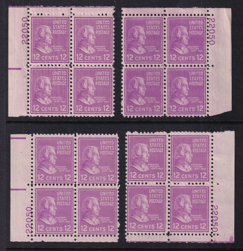 1938 Zachary Taylor 12c Prexy Sc 817 MNH OG matched eye plate blocks (H4 - Image 1 of 1