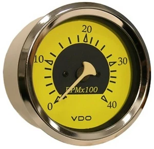 VDO Allentare Yellow / Blue 4000RPM 3-3/8" 85mm Mag Tachometer 12V 333-14914 - Picture 1 of 2