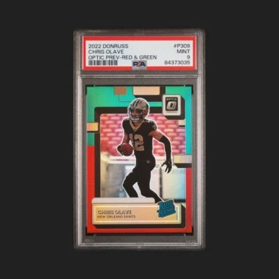 Chris Olave 2022 Donruss Optic Preview Red & Green RC #P-309 PSA 9 - Image 1 of 2