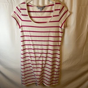 Crew Clothing Women’s White Pink Striped Shift Dress Short Sleeve Size 12 - Picture 1 of 3