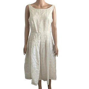 Tommy Hilfiger Swing Dress Womens 12 Off White Linen Blend Flowy Summer Spring - Picture 1 of 18