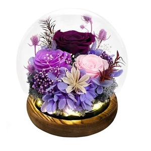 Valentines Day Gifts for Her Preserved Flowers in Glass Dome Long-Lasting Ete... - Picture 1 of 8
