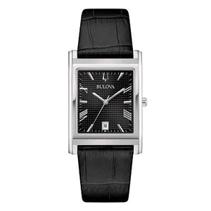 Bulova Sutton 96B445 klassisches rechteckiges Quarz-Saphir schwarzes Zifferblatt schwarzes Leder - Bild 1 von 3