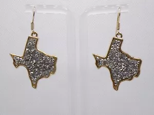 Pendientes colgantes Texas tono dorado con piedra brillante plateada - Imagen 1 de 7